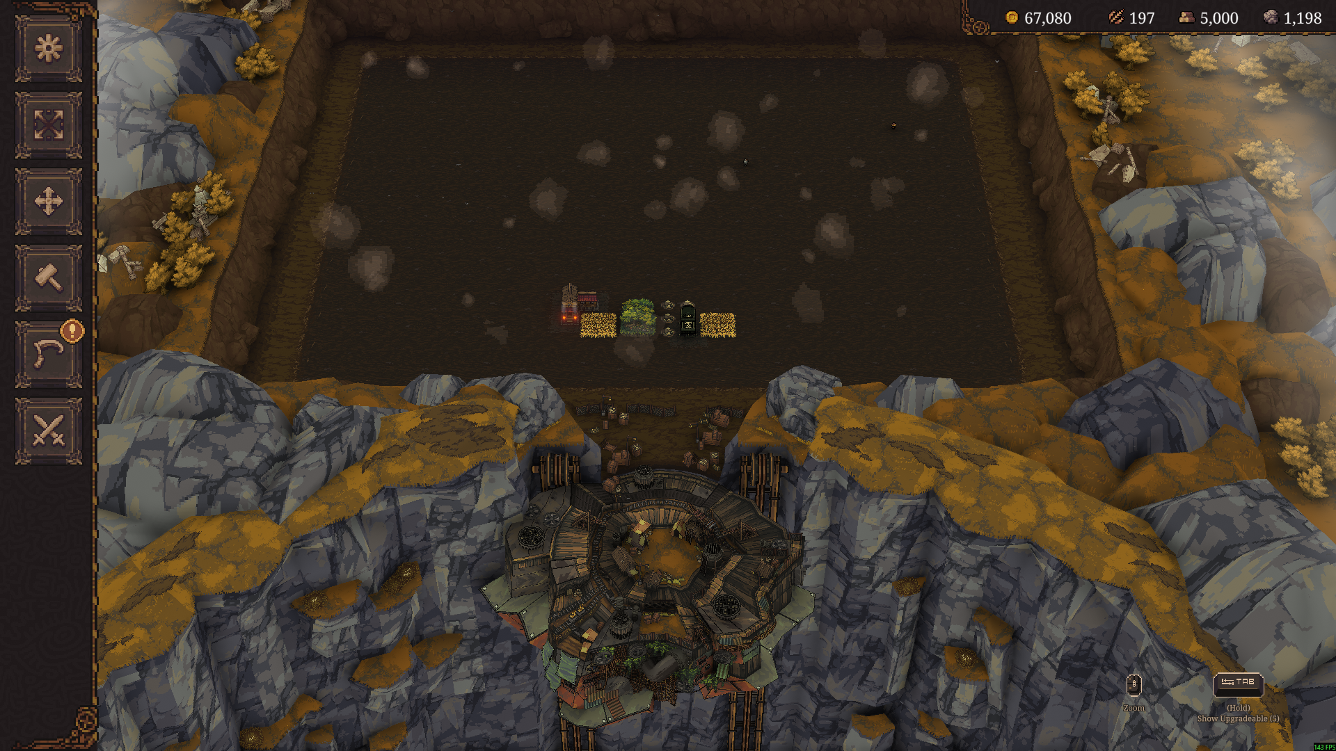 BALL x PIT base screen with 5,000 wood shown in the upper-right resource display.