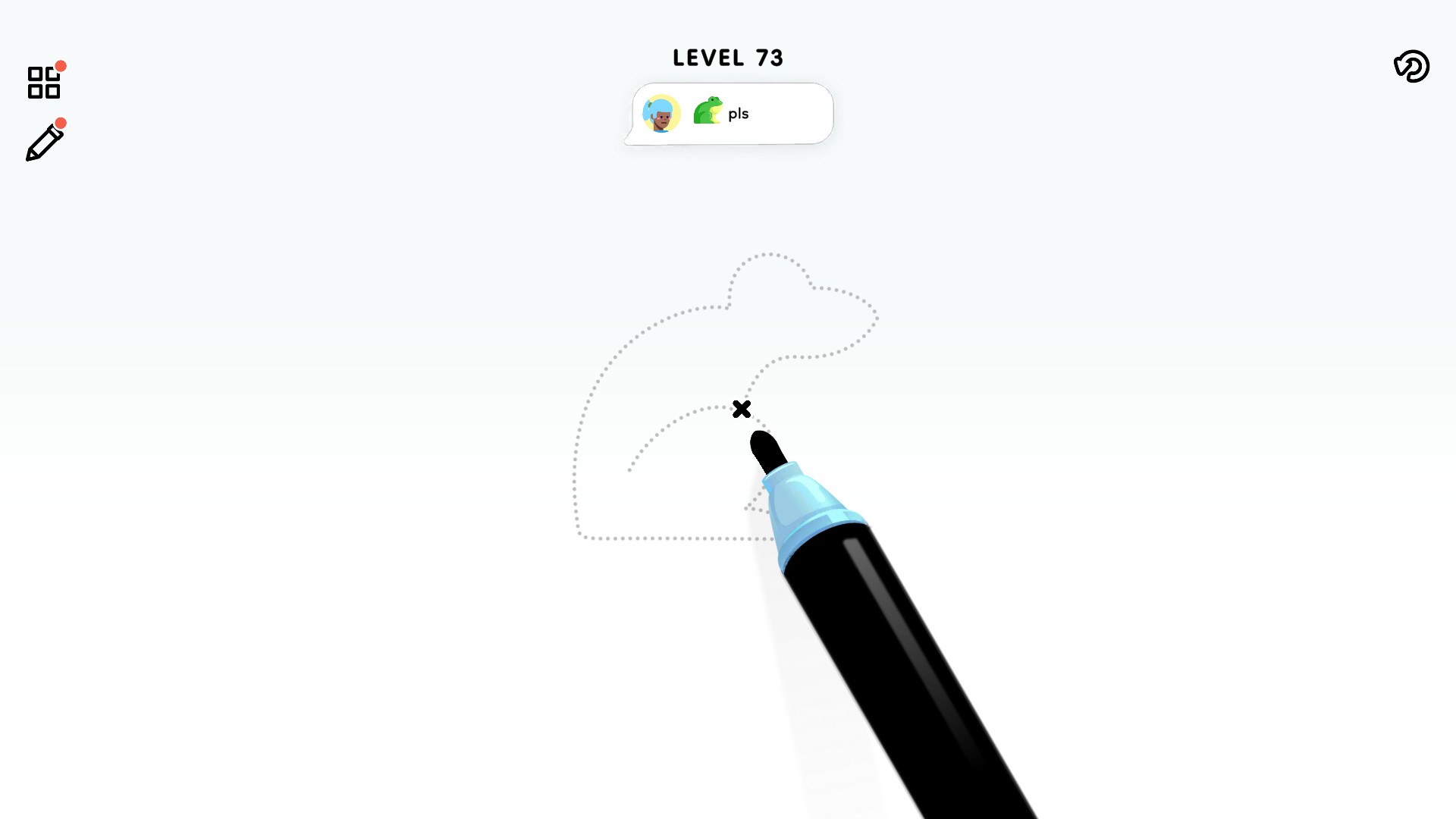 Color Page ASMR Level 73 with a frog outline and pencil.