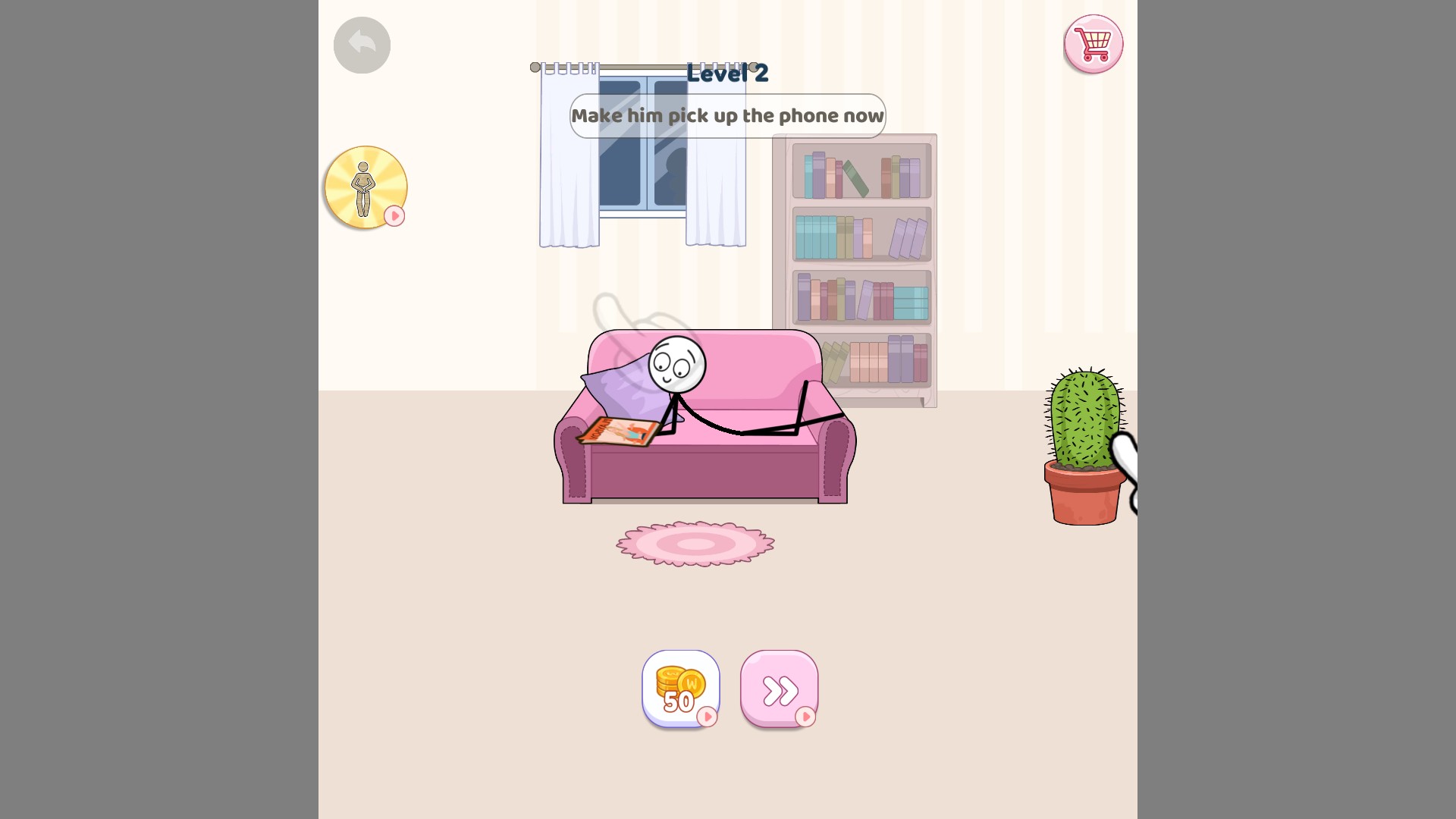 Grab Crazy level two with the phone objective after skipping the first puzzle.