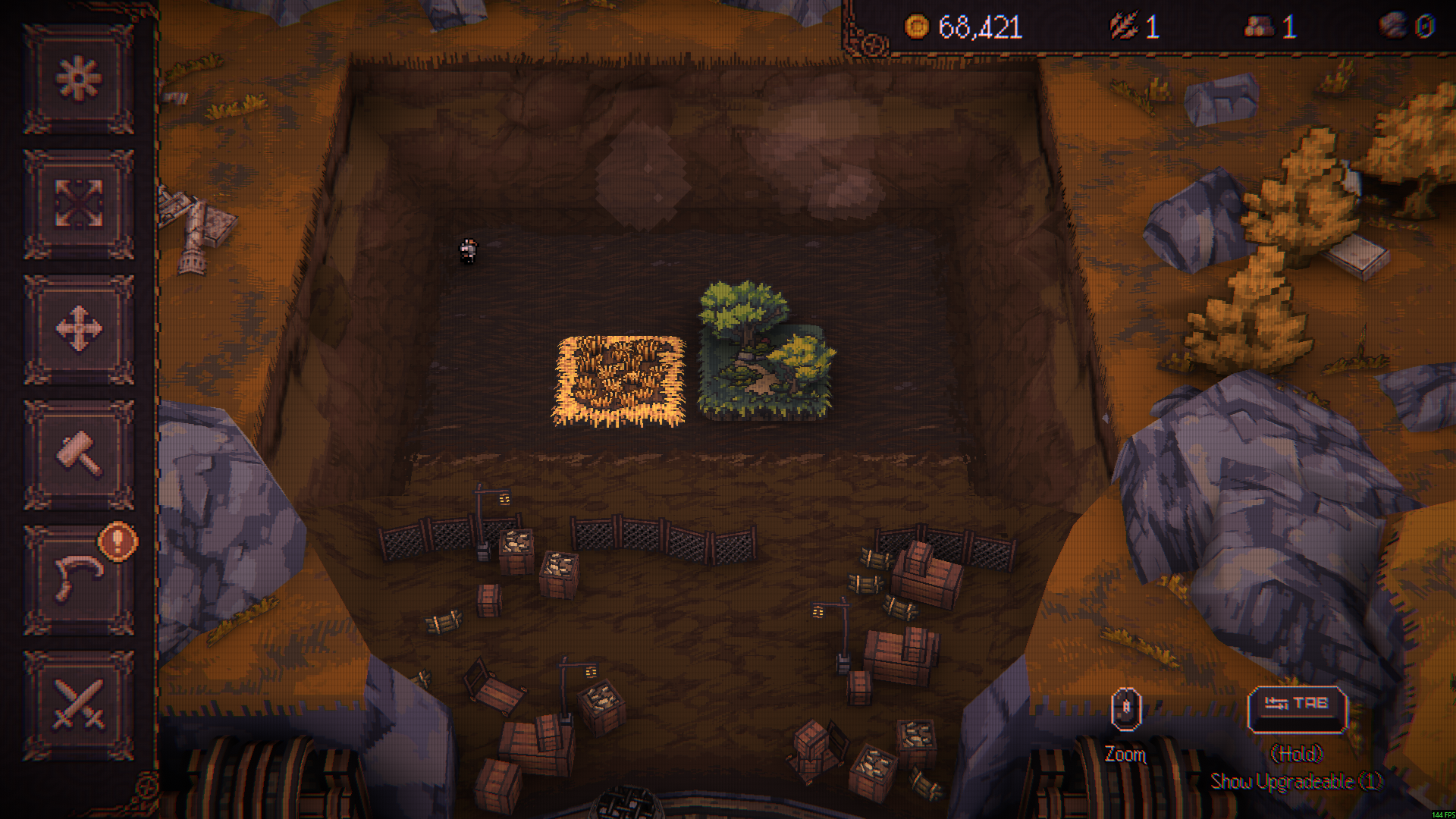 BALL x PIT Demo overworld showing 68,421 Gold at the top.