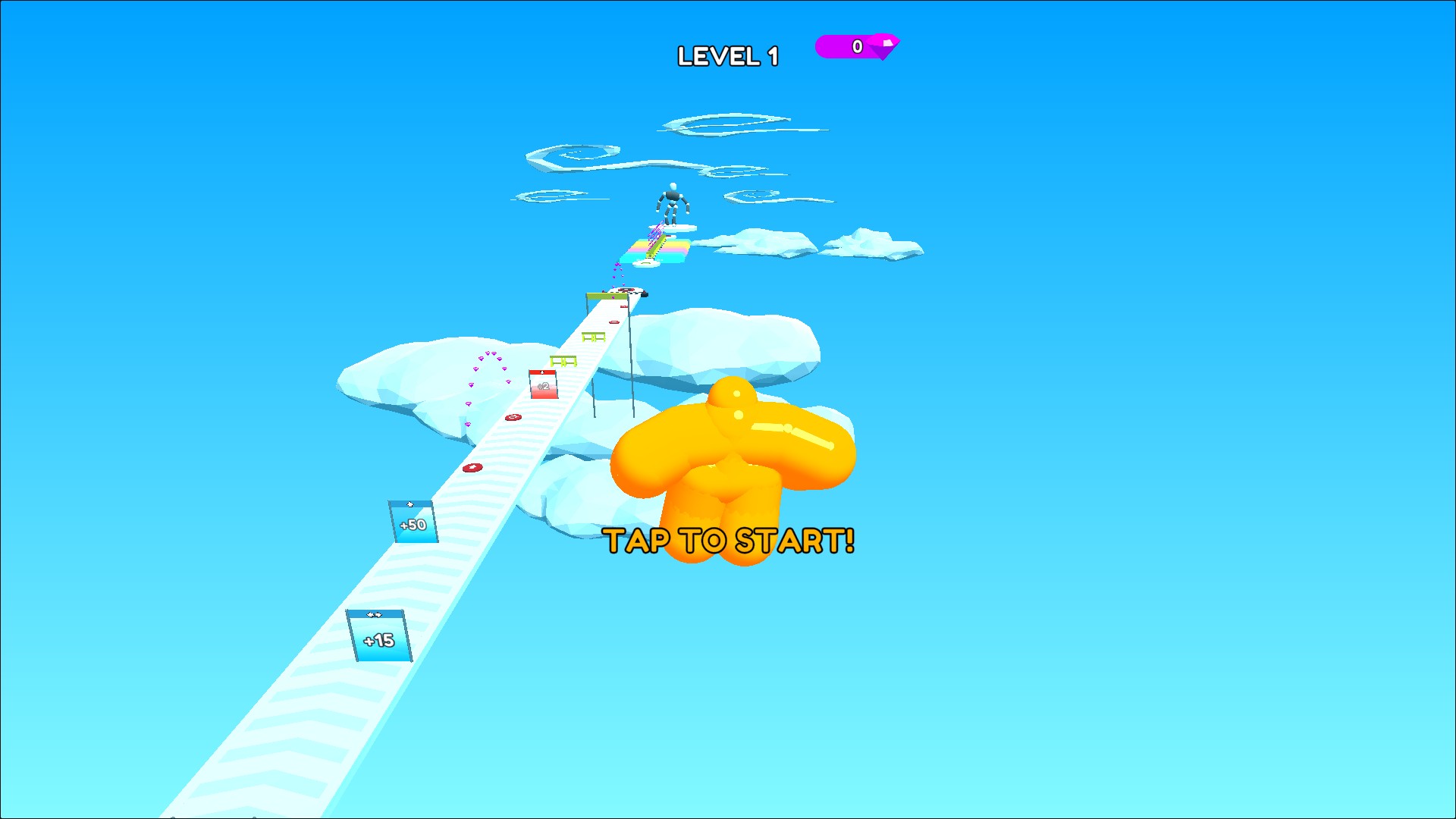 Grown Tall Man Run character airborne beside the normal track.