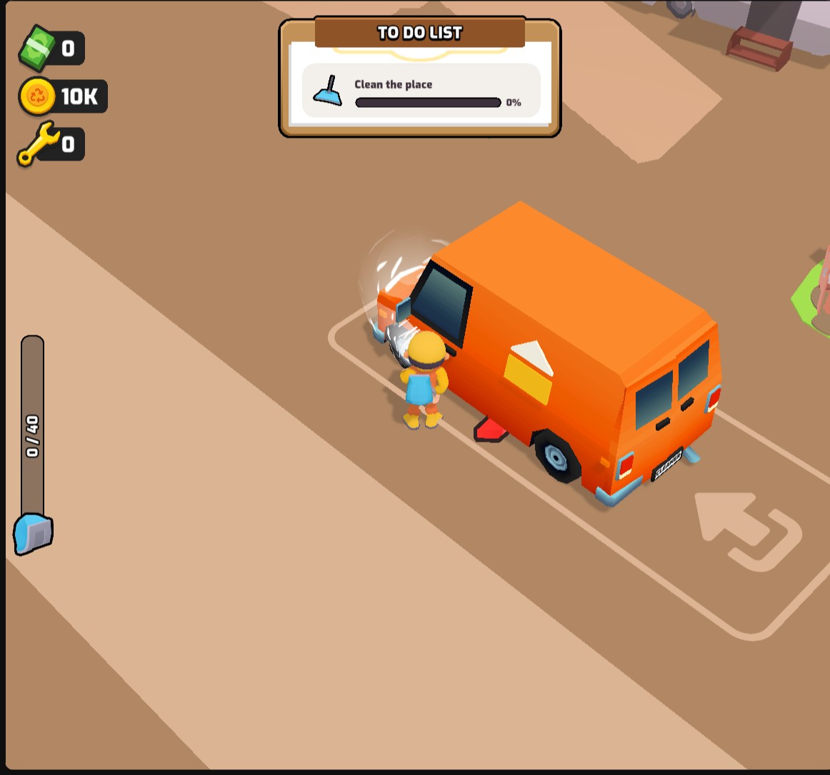 Clean House with 10K recycling coins beside the cleaner and orange van.