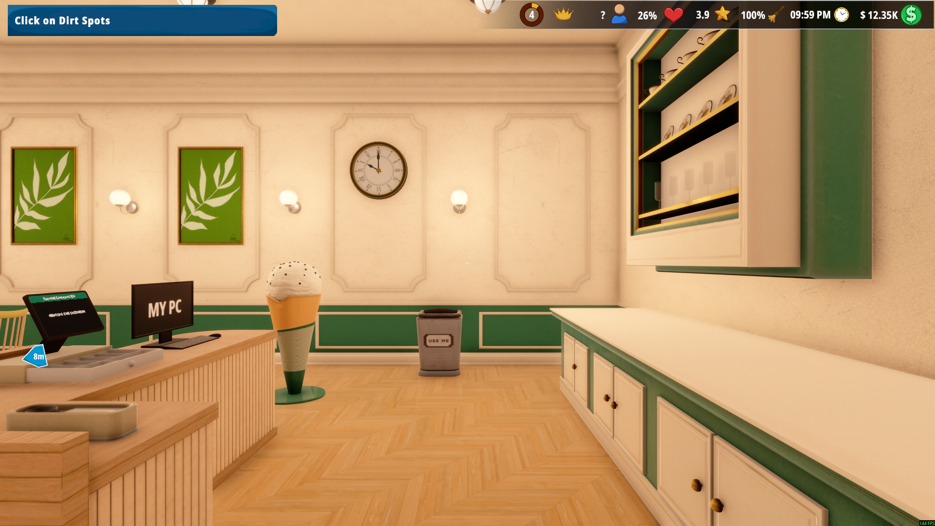Ice Cream Simulator shop with 12.35K money displayed in the top-right corner.