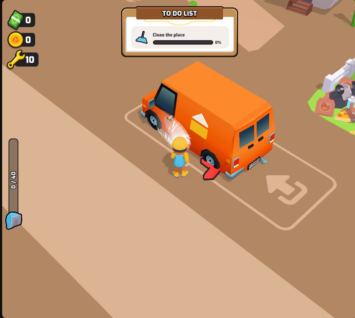 Clean House with 10 wrenches shown beside the cleaner and orange van.