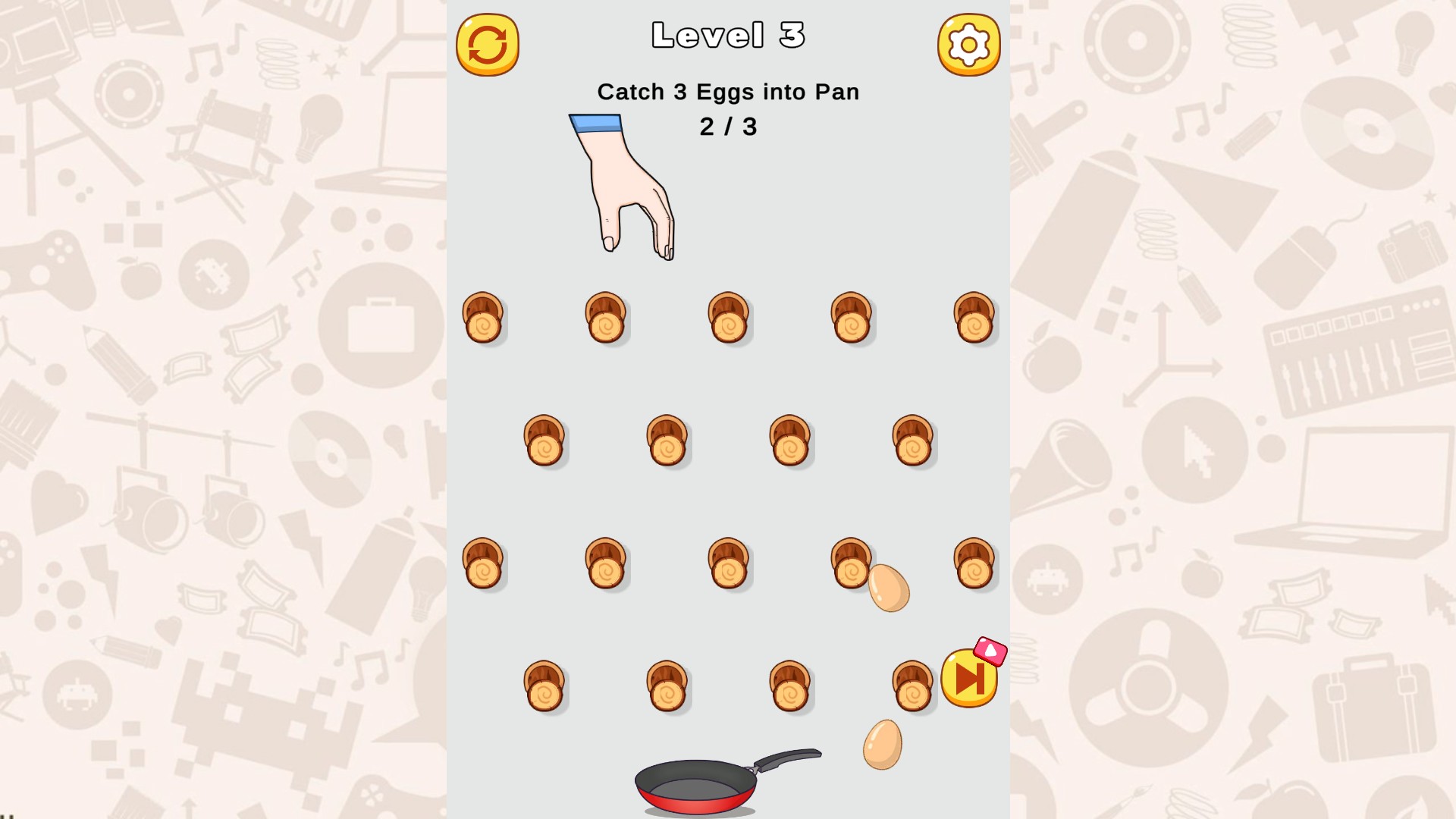 Tricky Challenges Level3 egg-catching minigame reached after moving on from Level2 football timing.