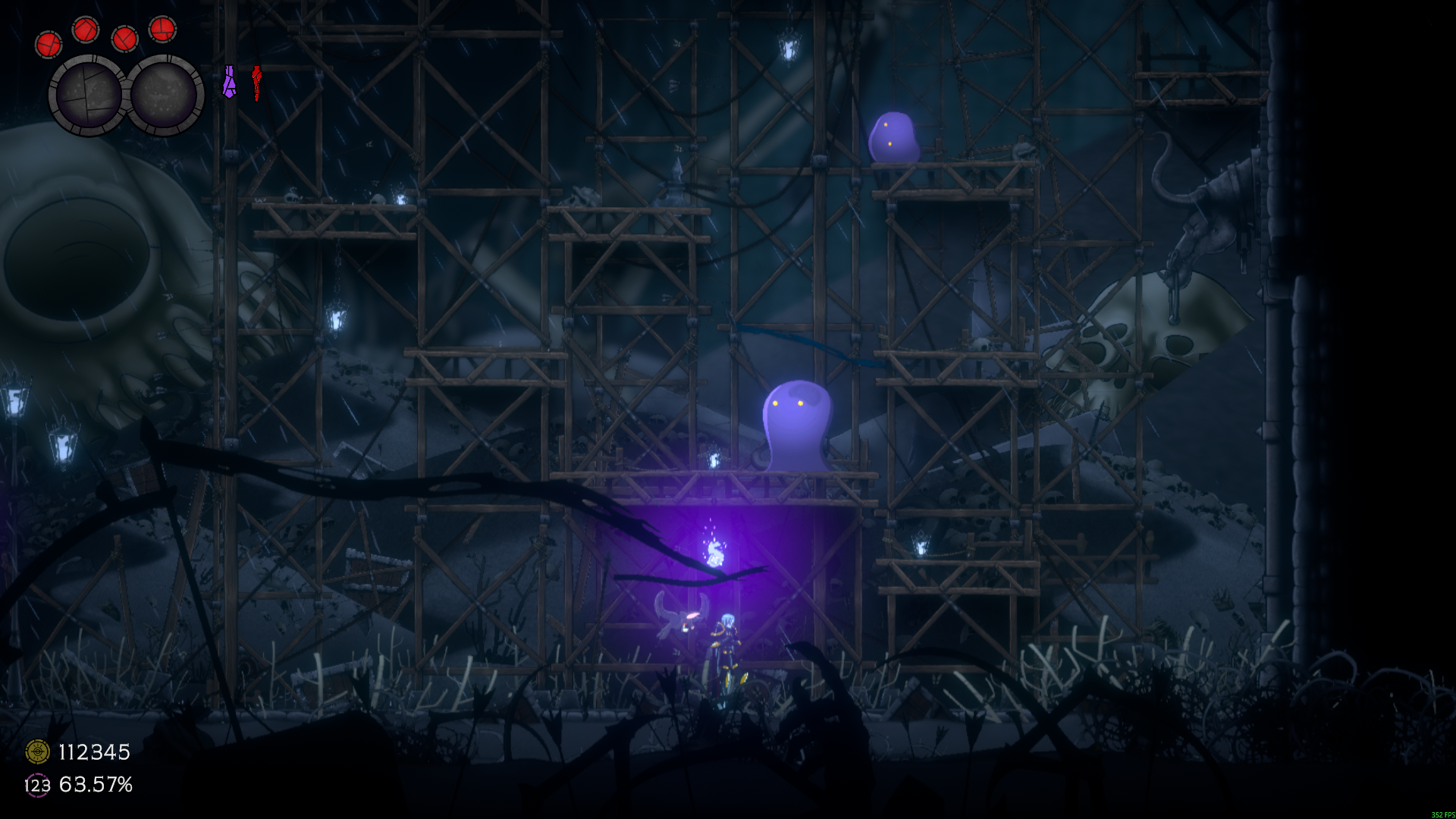 Aeterna Noctis gameplay with 112345 coins displayed in the bottom-left corner.
