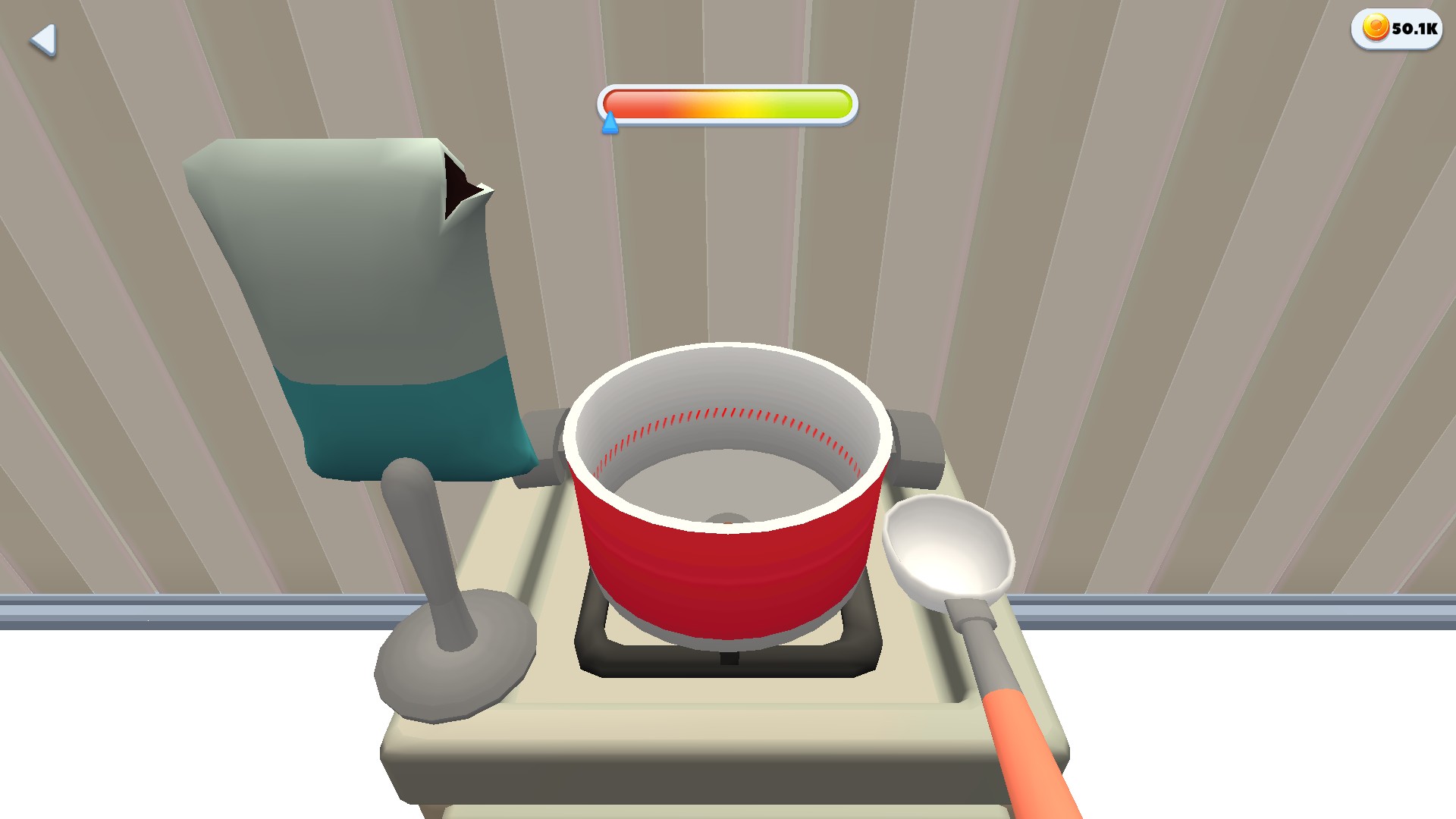 Cookie creation workshop with a saucepan, utensils and a heat gauge.