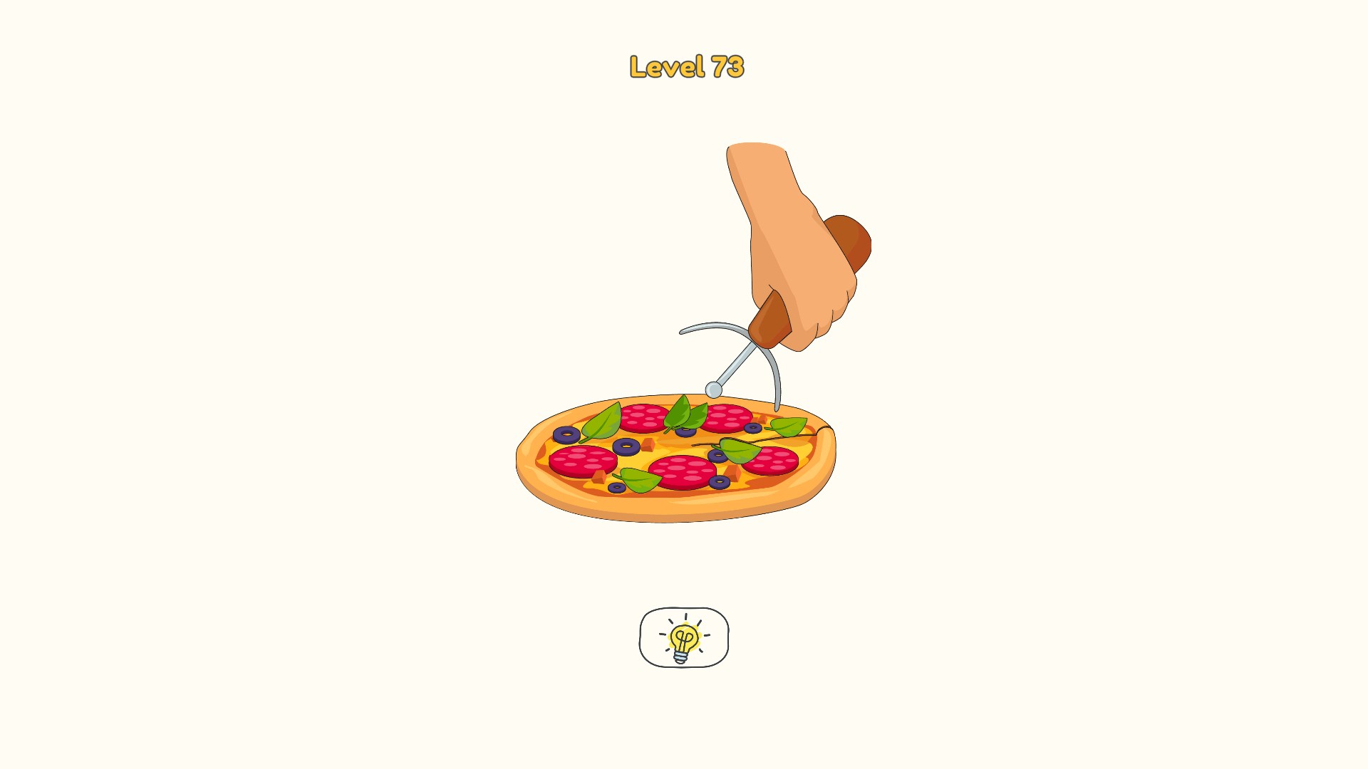 Puzzle 73 showing a pizza cutter with its wheel missing.